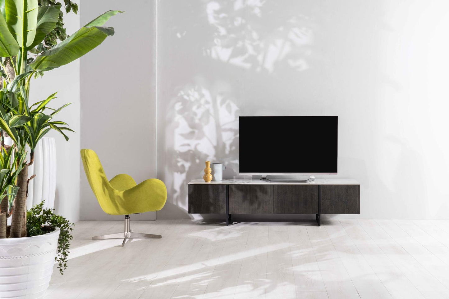 Mueble TV blanco-gris oscuro 40 cm x 180 cm Alt. 45 cm