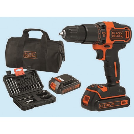 Taladro inalámbrico Black+Decker BDCHD18B S32 - Batería de litio de 18 voltios - 1,5 Ah