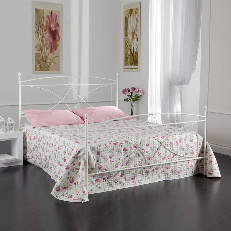 ALICE cama doble de hierro blanco con pie de cama 166x208x h128 cm