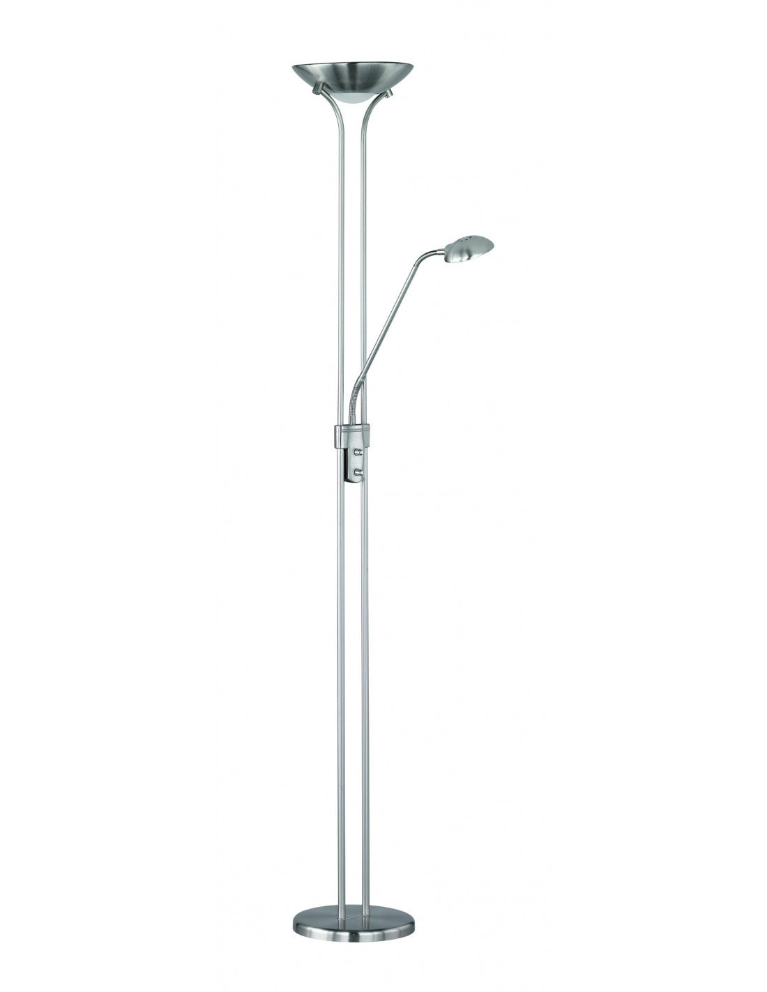 Lámpara de pie Spock Led con foco de lectura regulable Nichel Trio Lighting