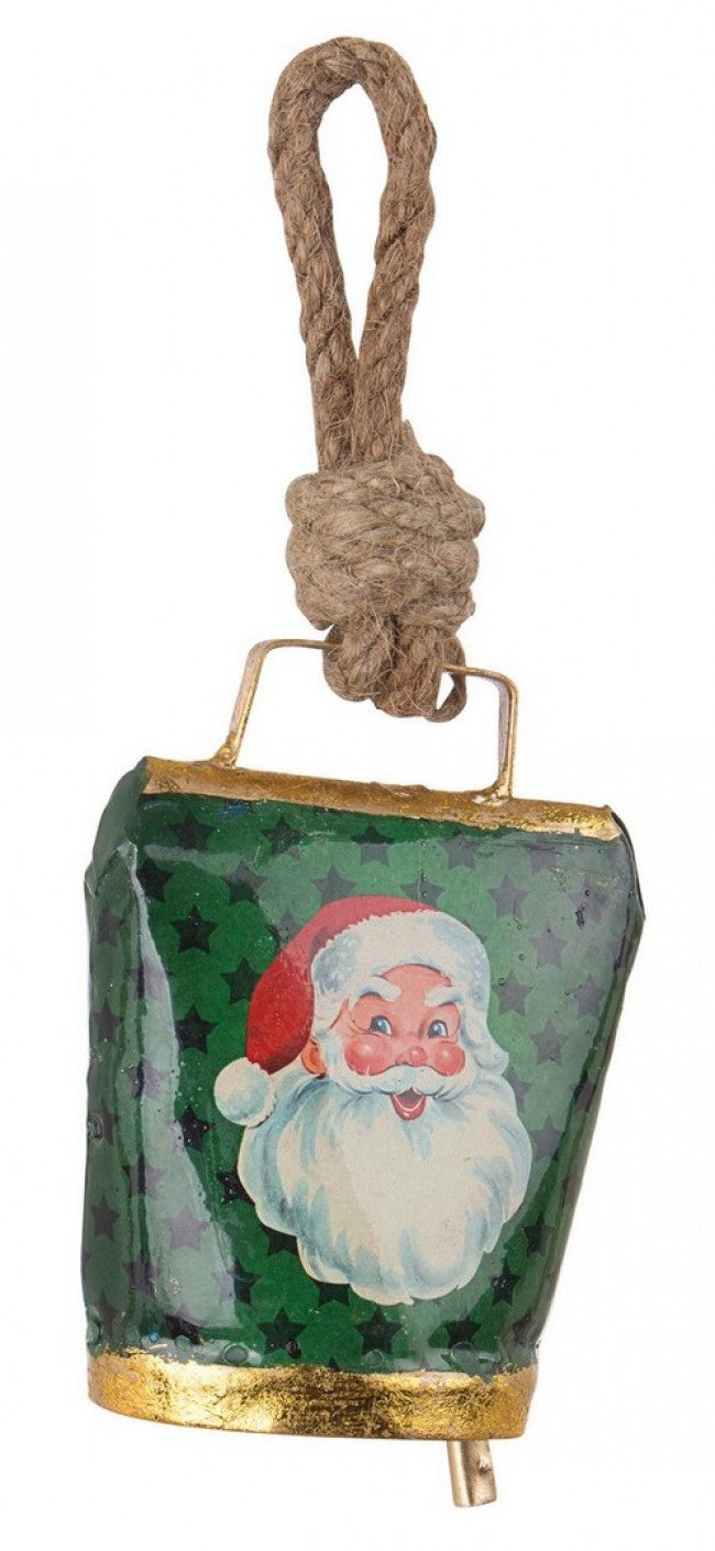 12 colgantes de campana de Papá Noel verde Wendi