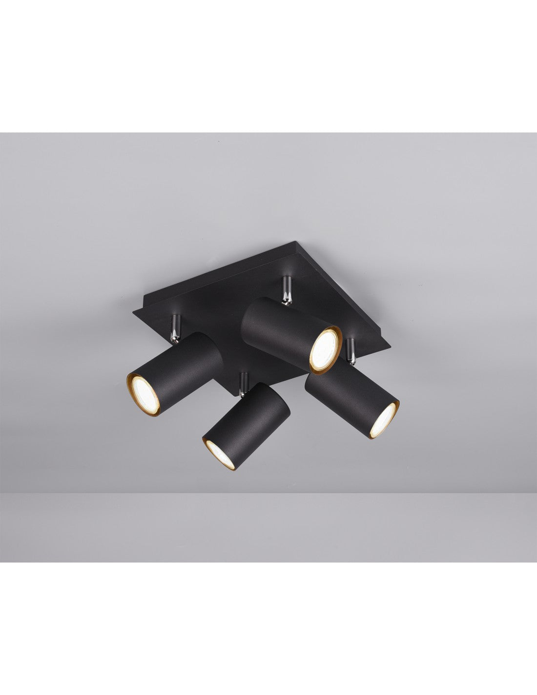 Marley Black Trio Lighting Lámpara de techo cuadrada 4 focos ajustables