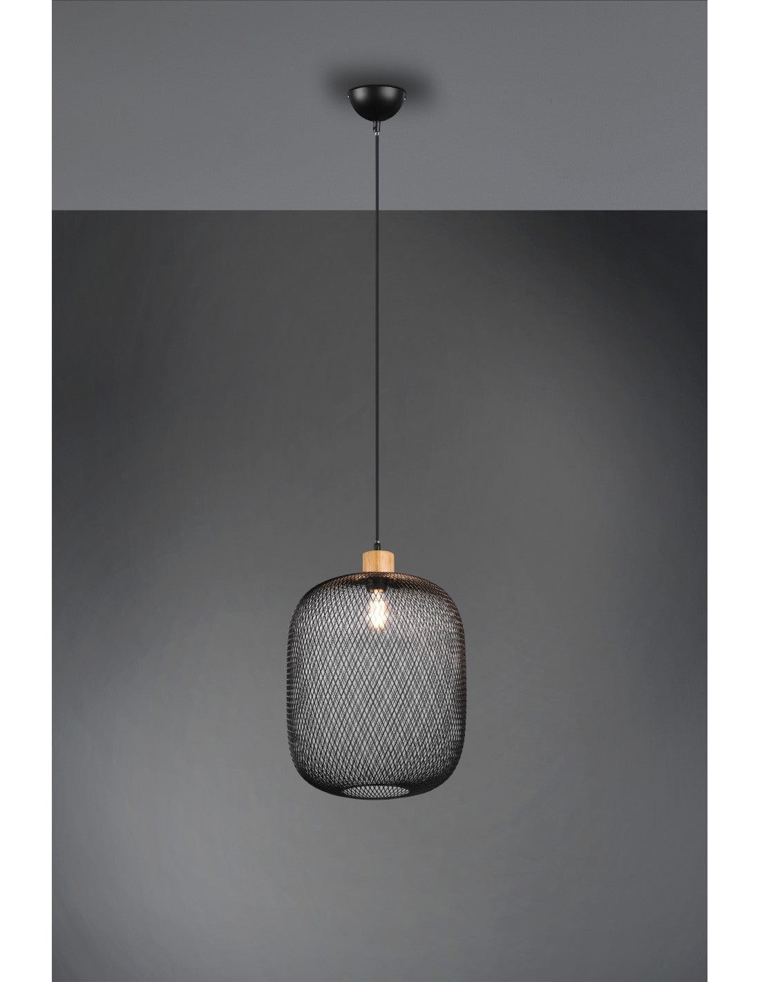 Calimero Suspensión 1xE27 Malla Metálica Negra Ø33 cm Trio Lighting