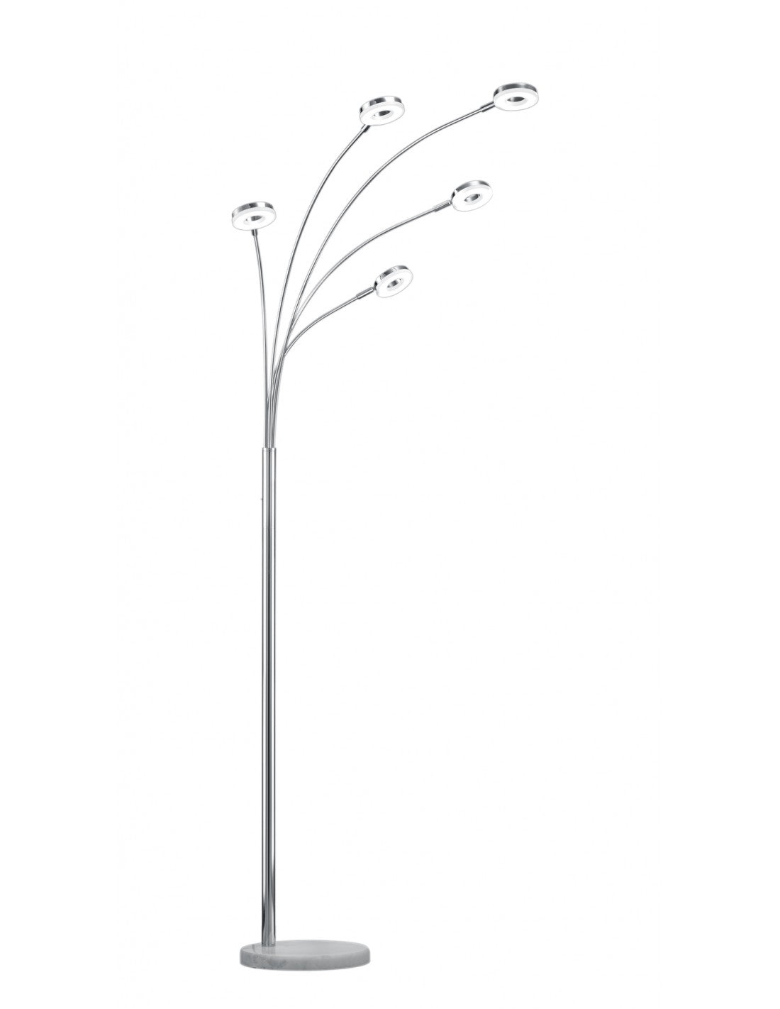 Lámpara de pie LED cromada Rennes 5 anillos LED ajustables Trio Lighting