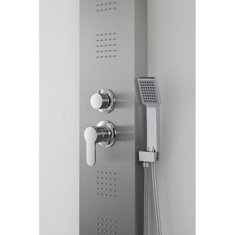 Columna de ducha de pared en acero satinado 22x45x h150 cm