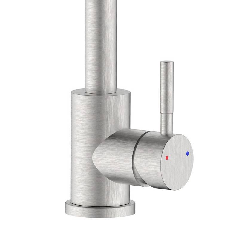 Mezclador de fregadero de caño alto de acero cepillado con función de ahorro de agua - Serie Brooklyn