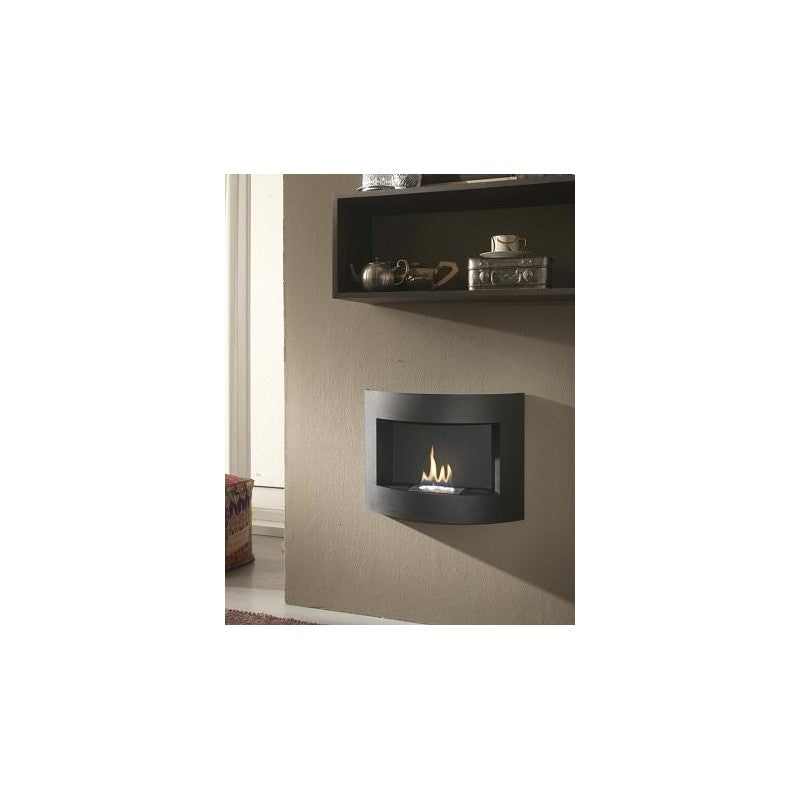 Biochimenea de diseño de pared de bioetanol negra 63 x 15,5 x h 45 cm