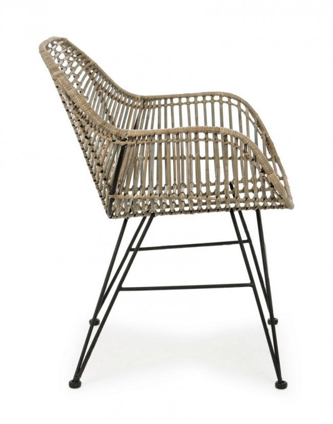 Silla Raquel con reposabrazos en fibras naturales