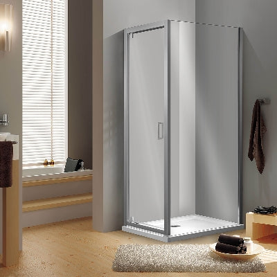 Puerta de ducha pivotante de cristal - Línea Essential - 68-72 cm / Apertura 50,5 cm