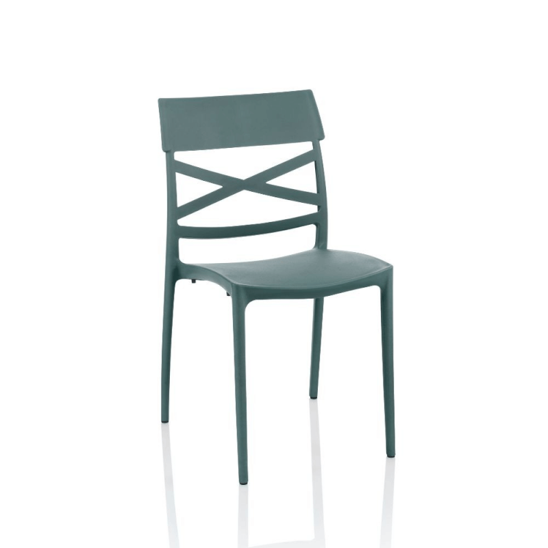 Sedia Esme polipropilene grigio metal schienale incrocio EFFEZ