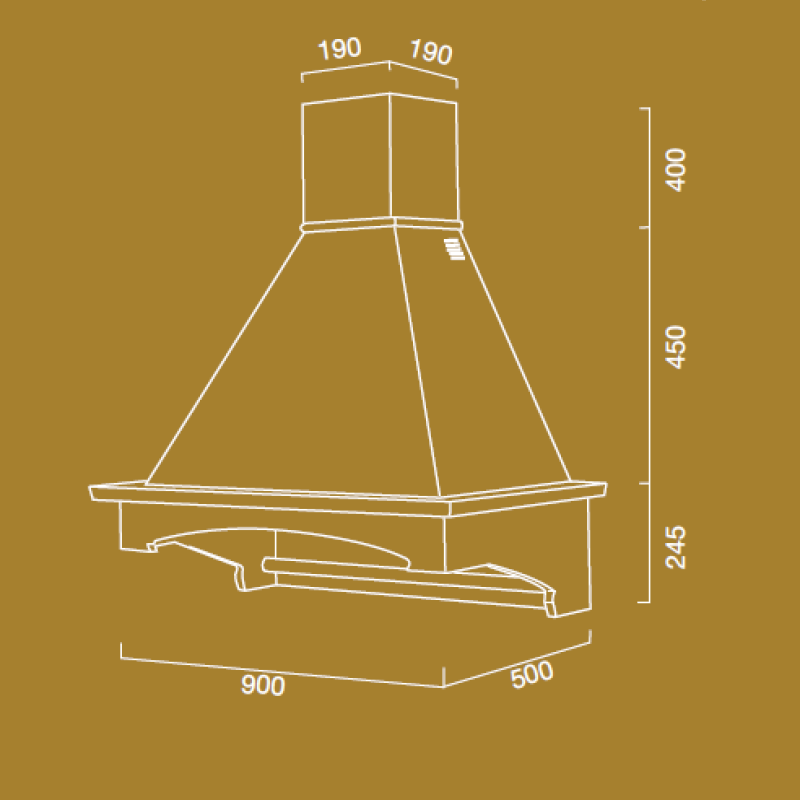 Campana de cocina rústica VIENNA blanca con incrustaciones color nogal estructura de madera 90 cm