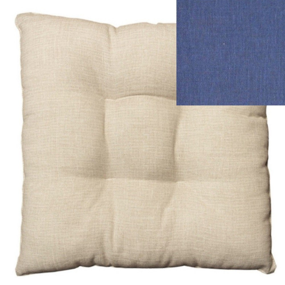 Funda de silla con ribete de fibra azul.