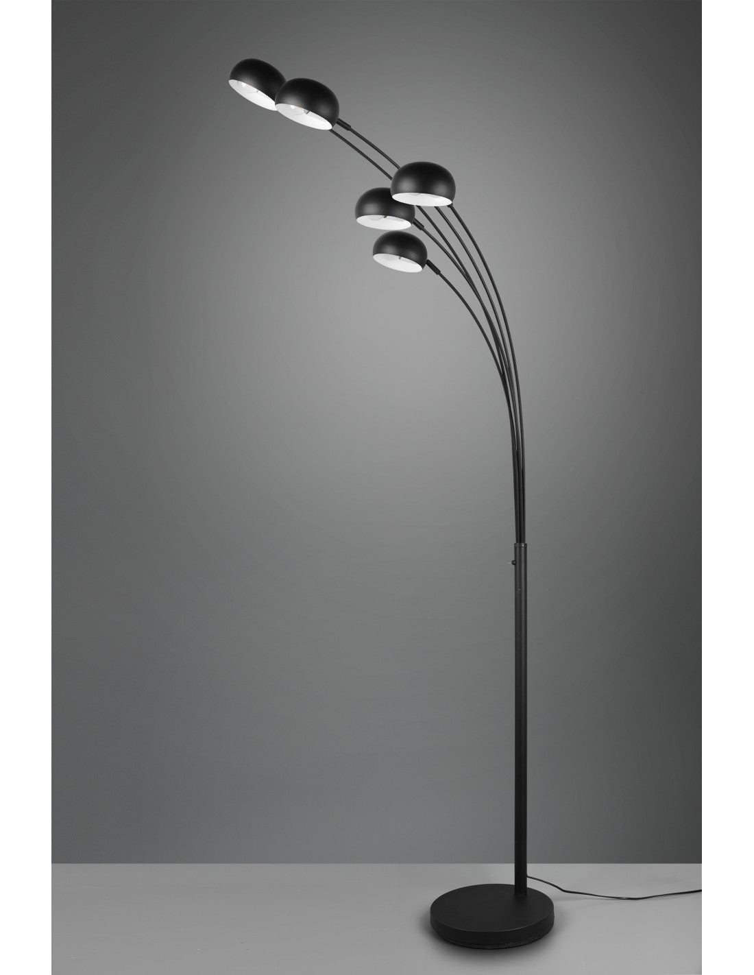 Lámpara de pie de metal negro con brazos en arco Finger 5xE14 Trio Lighting