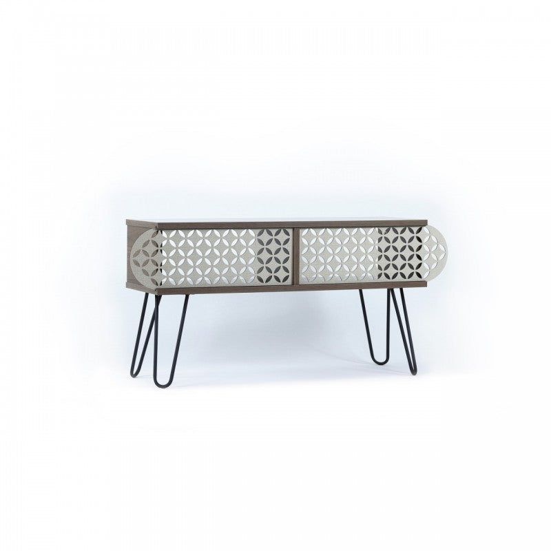 Mueble TV industrial urbano de nogal negro cm 106 x 30 x 48 h