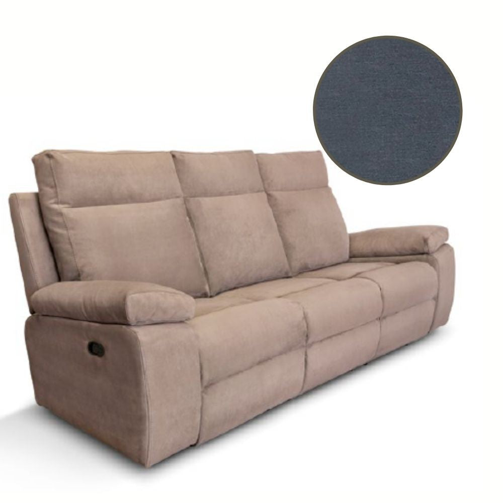 Divano Milano 3 posti 2 recliner manuali grigio