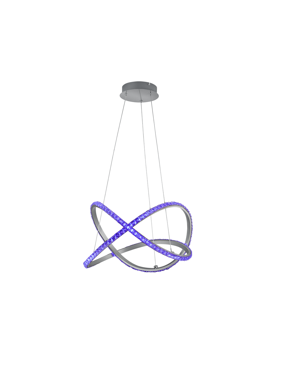 Lámpara colgante moderna Rubin LED regulable RGB efecto cristal Ø50 cm Trio Lighting