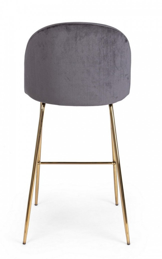 Taburete Bar Carry de diseño contemporáneo en terciopelo gris oscuro