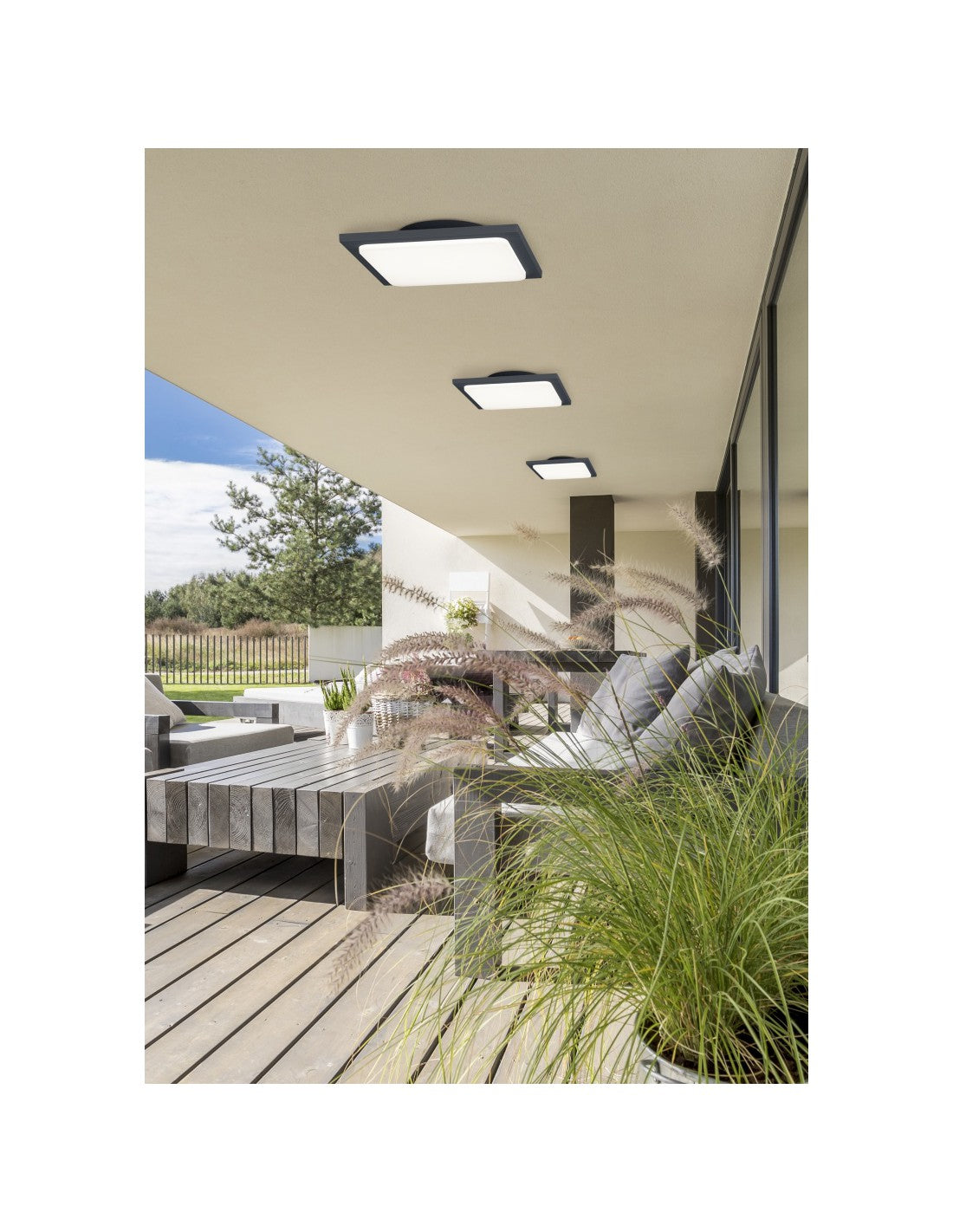 Plafón de exterior cuadrado Beam LED IP54 Antracita 25x25 cm Trio Lighting