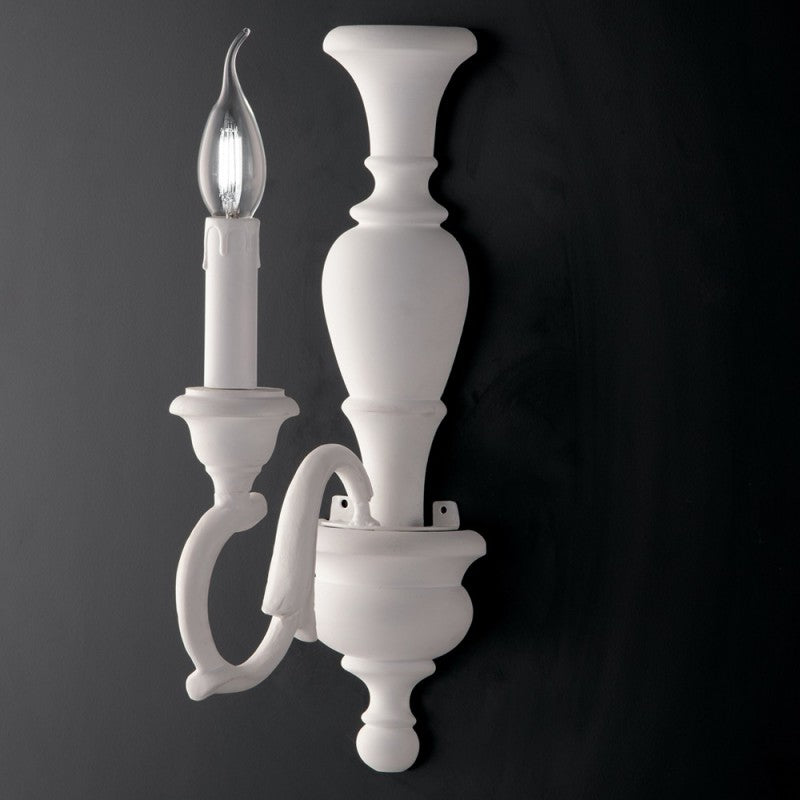 Aplique de madera Shabby blanco una luz 21x h40 cm