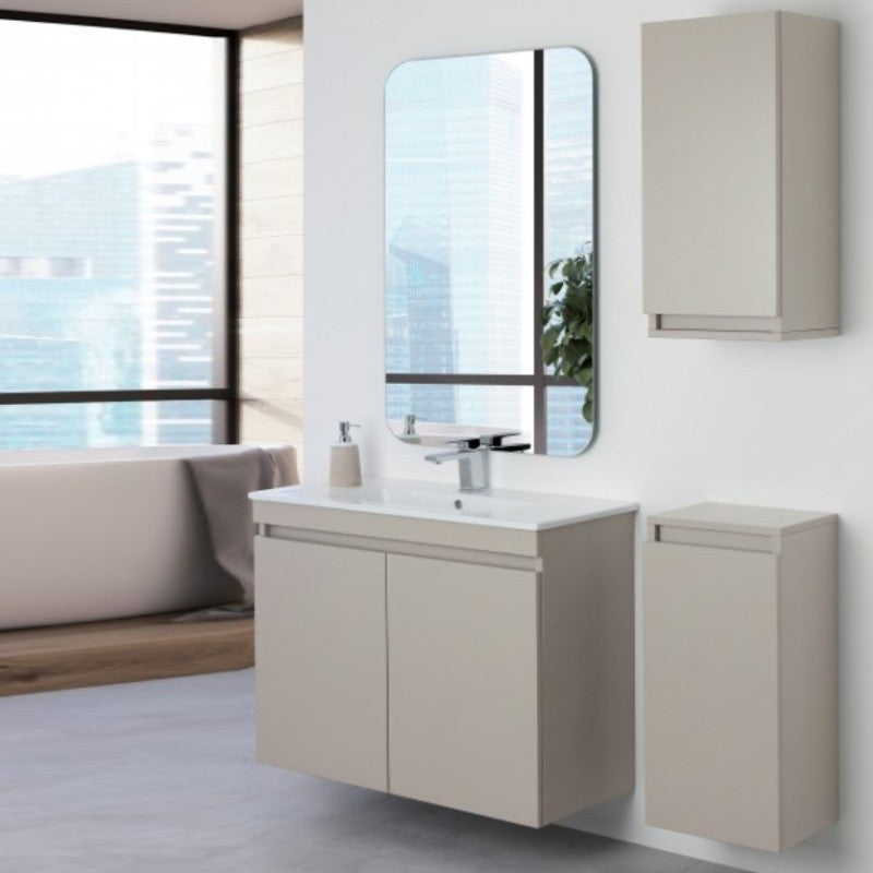 SLIM Composición de baño suspendida Línea Pastel, color Gris Tórtola 80x37x h69 cm