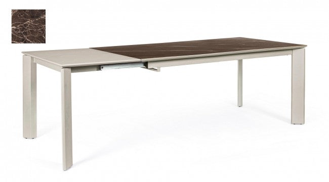 Mesa extensible Briva en marrón grisáceo brillante