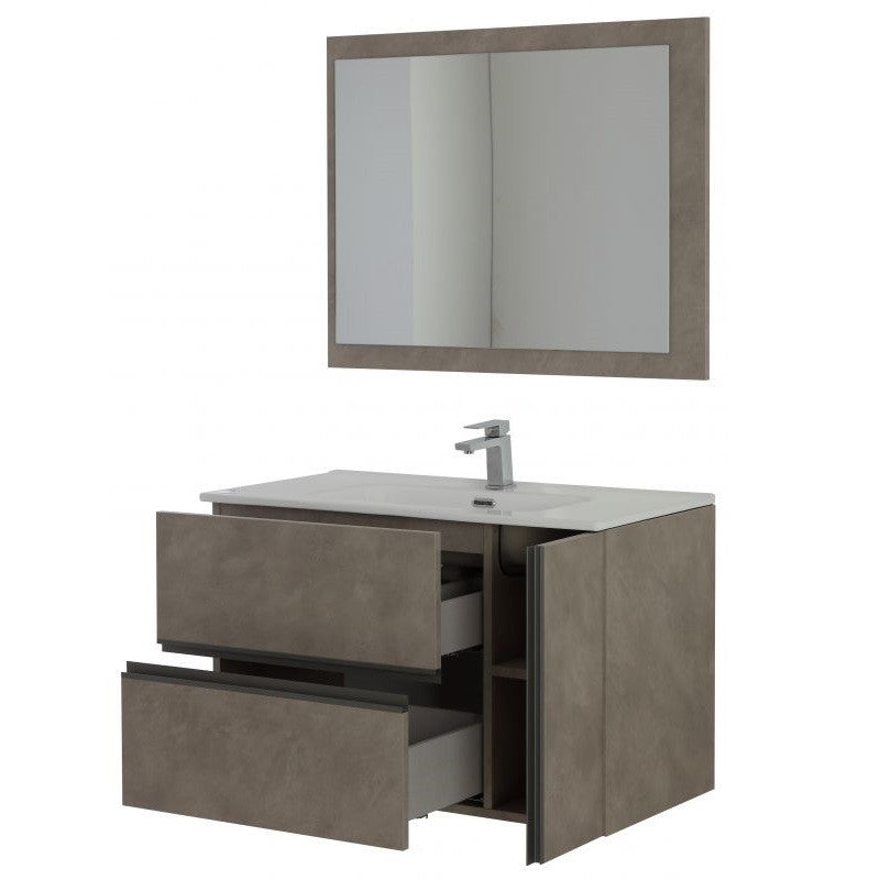 Composición de baño color fresno con dos cajones y una puerta 90x46x h57 cm