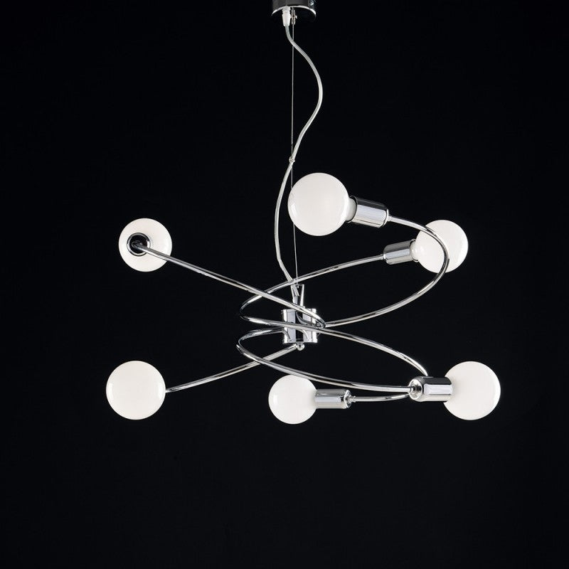 Lámpara colgante de seis luces de hierro cromado 55x h30 cm