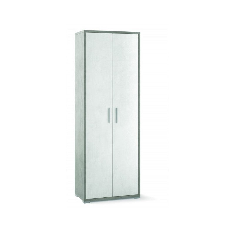 Armario alto multiusos con dos puertas cemento blanco 71x41x h199 cm