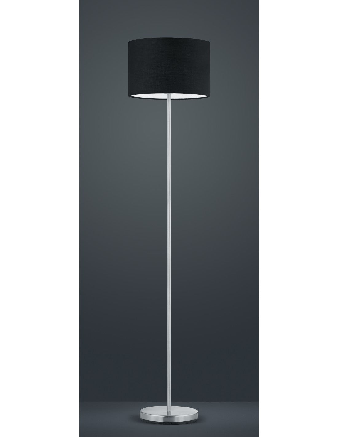 Lámpara de Pie Hotel Níquel Pantalla Tela Negra Ø35 cm Trio Lighting