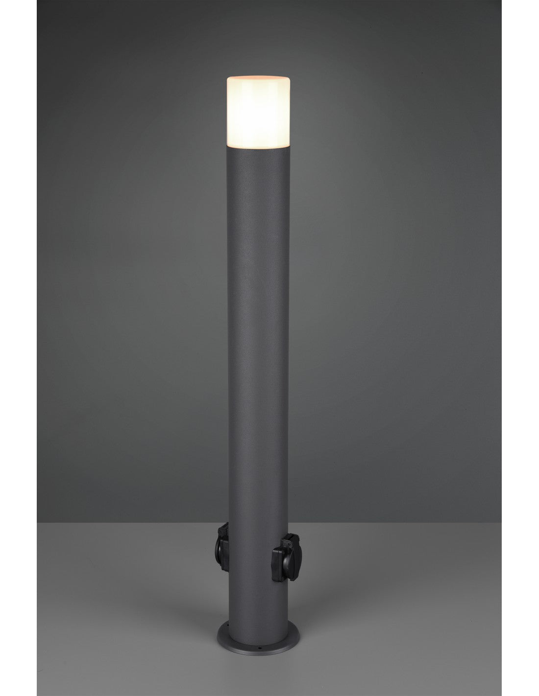 Hoosic Poste de exterior 1xE27 con 2 enchufes Schuko antracita H80 cm IP44 Trio Lighting