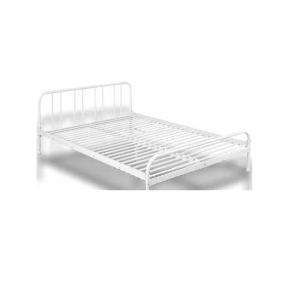Cama doble Génova de metal blanco.