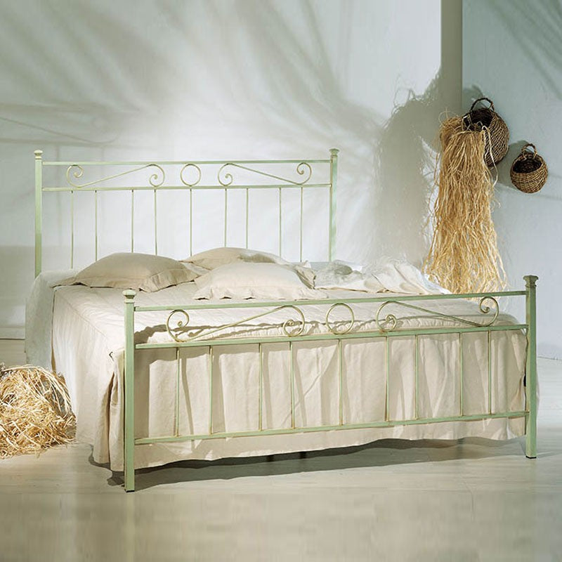 Cama doble de hierro con estribo Verde TEVERE 166x208x h117 cm