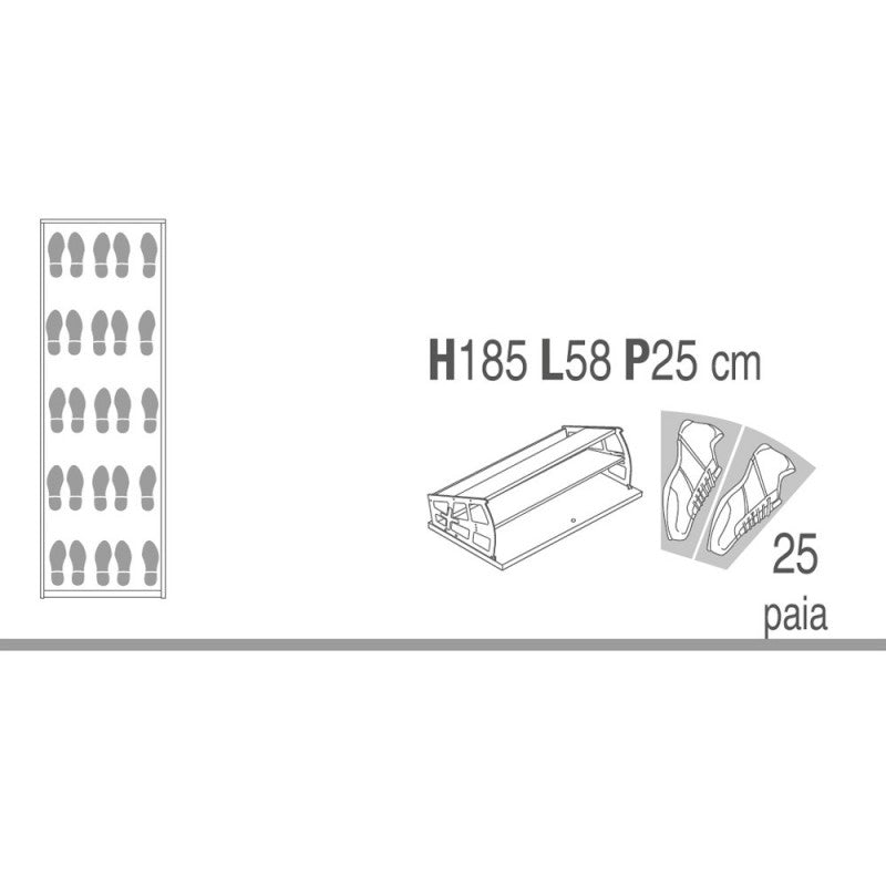 Zapatero delgado que ahorra espacio con cinco puertas con espejo Beton Cemento 63x29x h190 cm