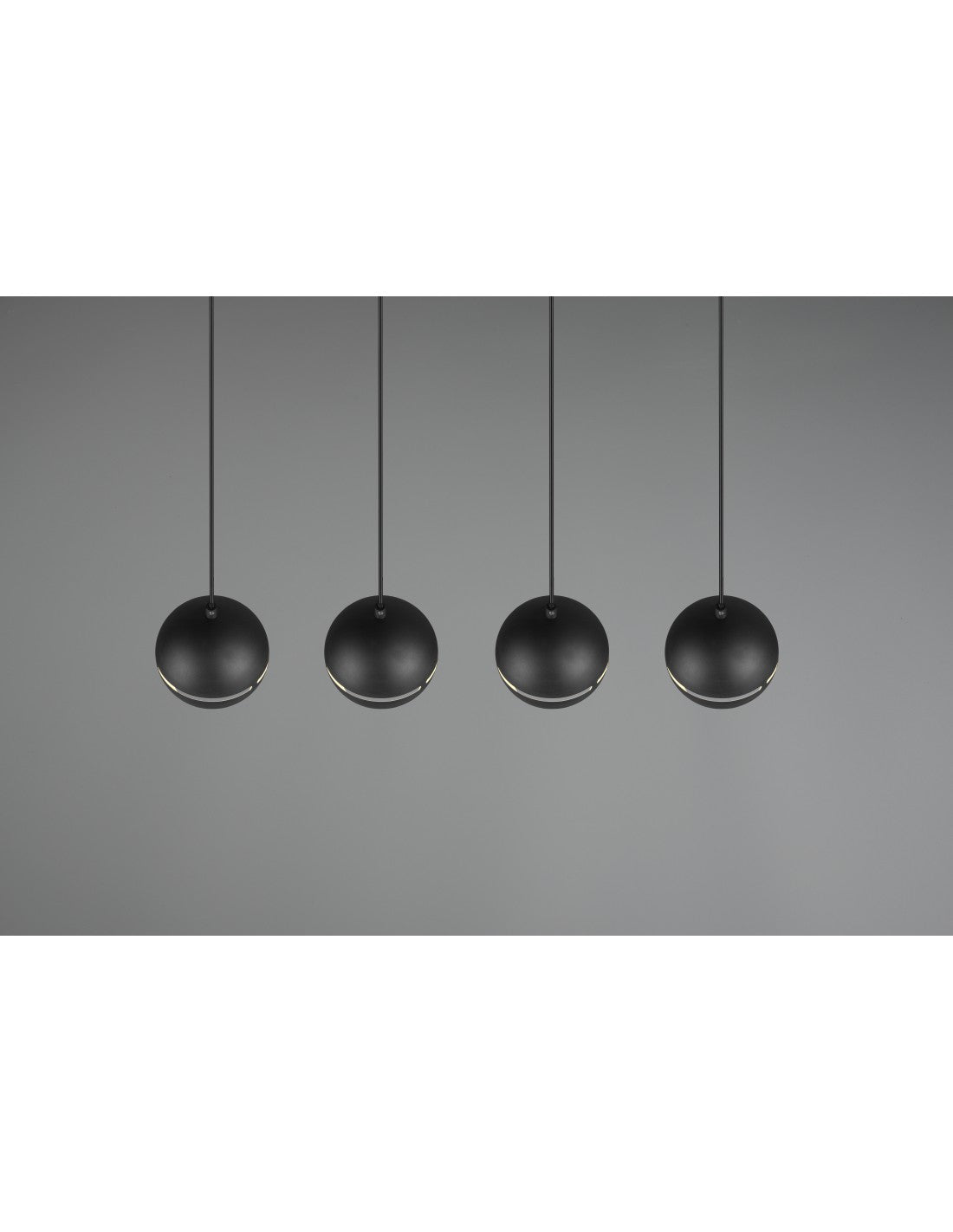 Fletcher Suspensión Lineal 4 Difusores Esféricos Negro Trio Lighting