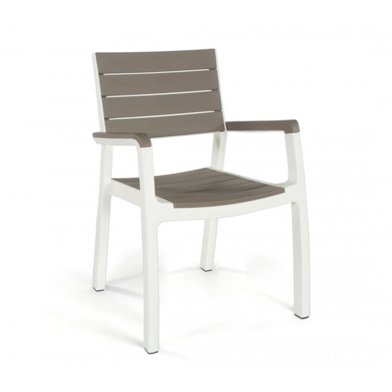 Silla de exterior con reposabrazos Blanco Capuchino HARMONY 59x60x h86 cm
