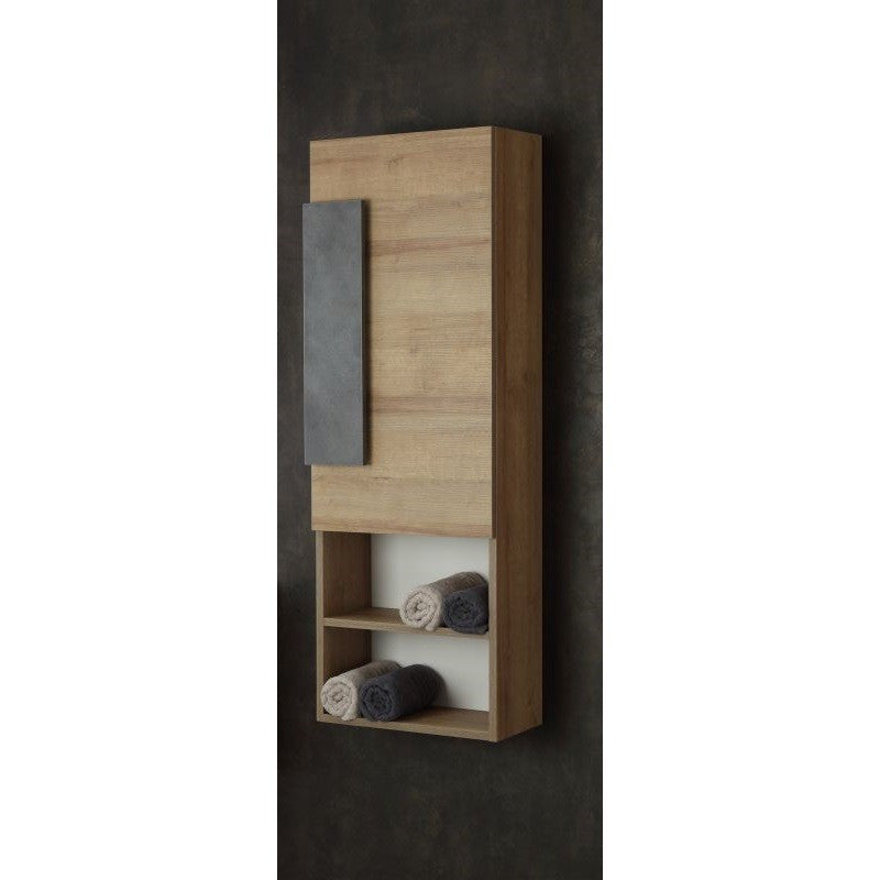 Mueble de baño de roble con puerta y dos estantes 45x26x h135 cm