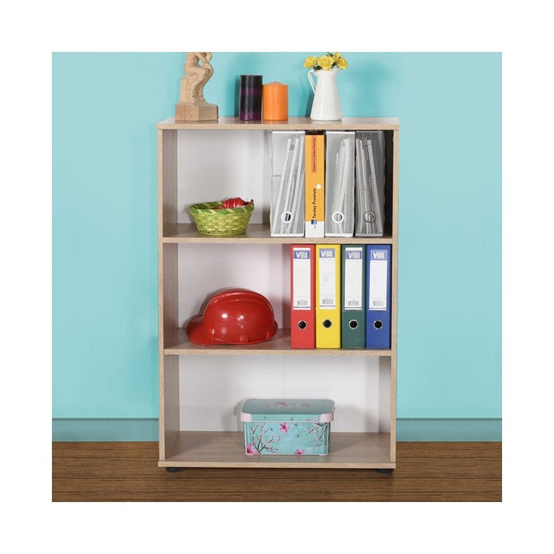 Librería de oficina con 3 estantes, color Sonoma, 72x34xh.109 cm