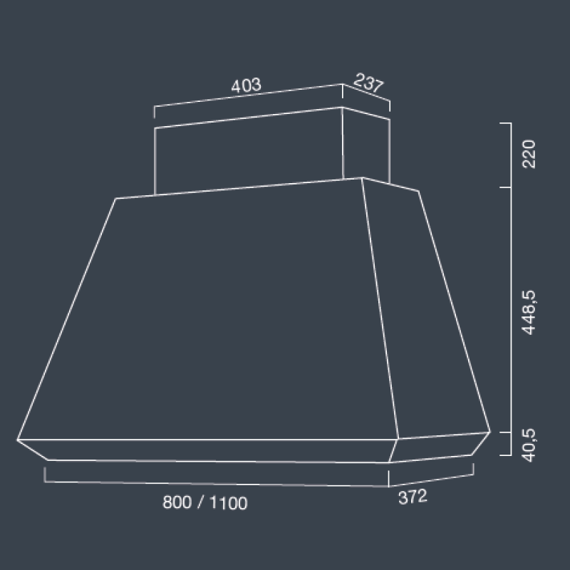 Campana extractora DIAMANTE de acero inoxidable bruñido 80 cm