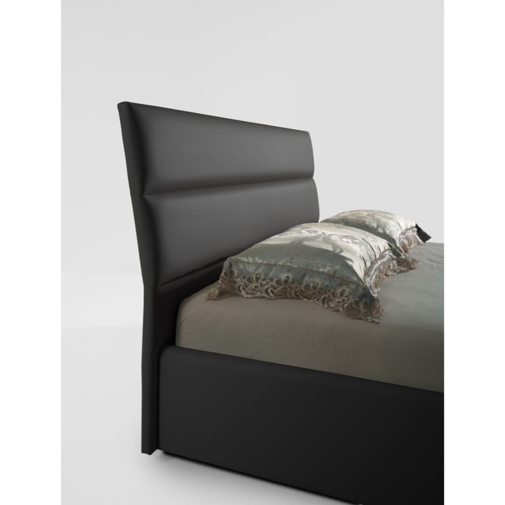 Cama doble con almacenaje Ios en ecopiel gris oscuro