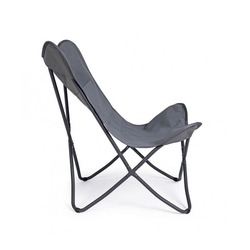 Sillón camping mariposa Gabicce gris 77,5x81x89h cm