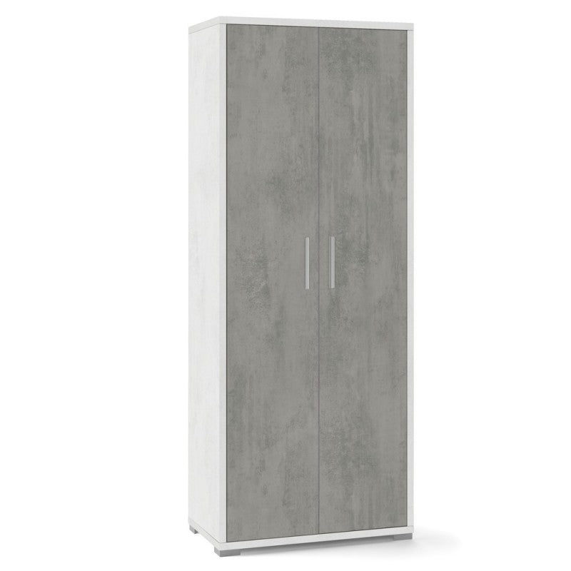 Armario multiusos de dos puertas Blanco Cemento 71x41x h182 cm