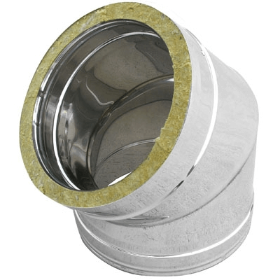 Codo de doble pared de acero inoxidable 316L de 45°