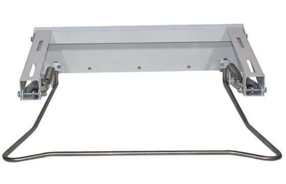 Soportes móviles de gas blanco con soportes cromados.