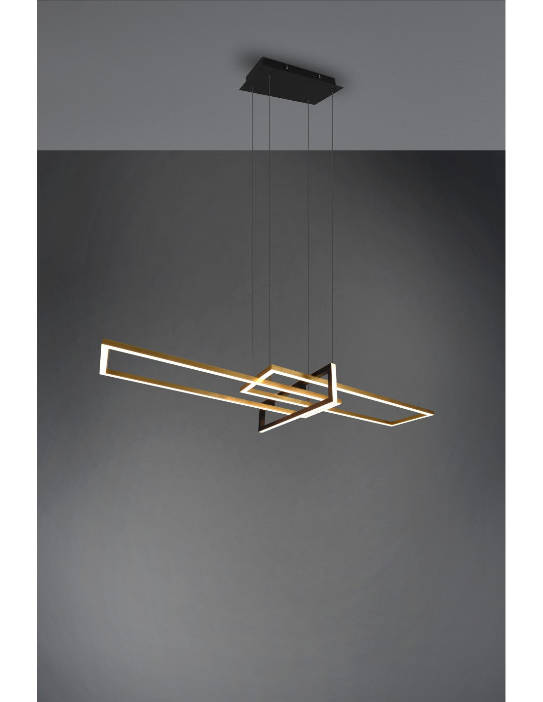 Salinas Suspensión 3 Rectángulos LED 34w Oro-Negro L110 cm Regulable Trio Lighting