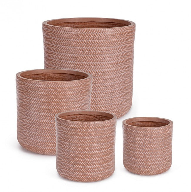 Set4 P.Jarrón Tressage Cil Terracota