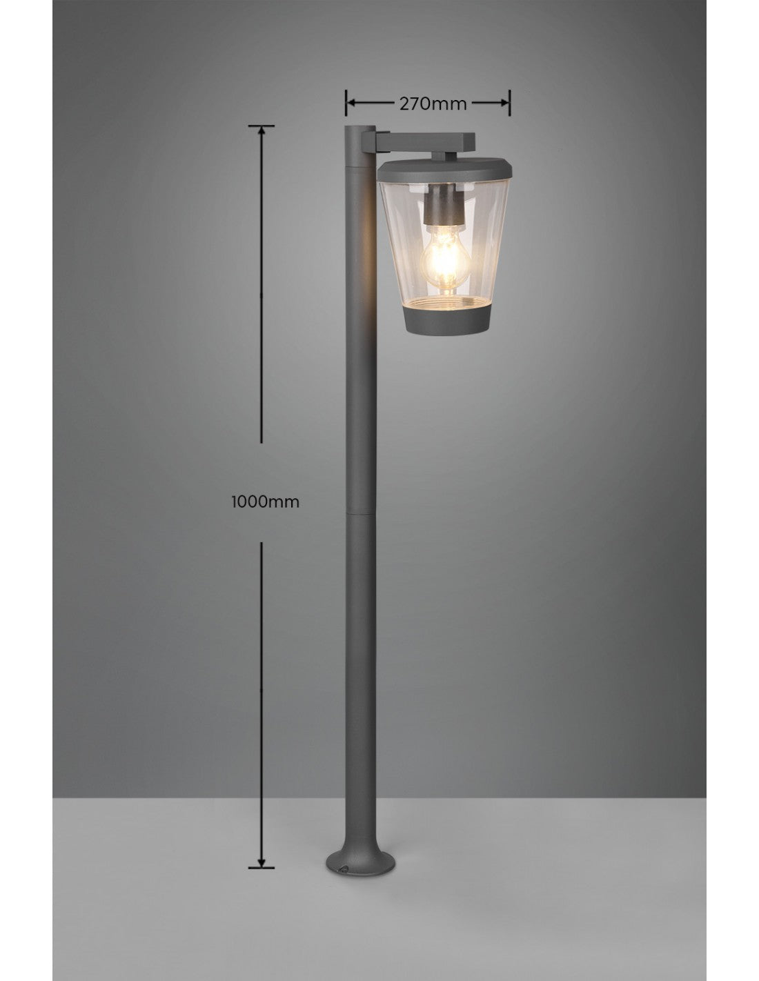 Farol Cavado para exterior, estilo vintage, aluminio antracita, IP44, trío de iluminación