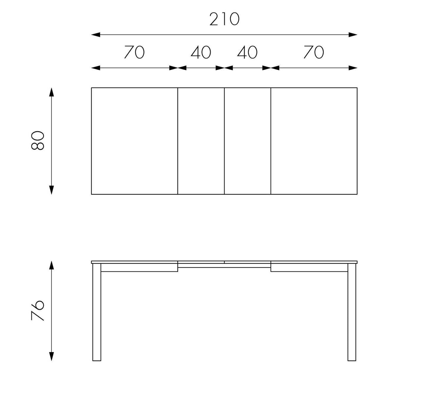 Mesa extensible de melamina gris claro 130/210x80x76h cm