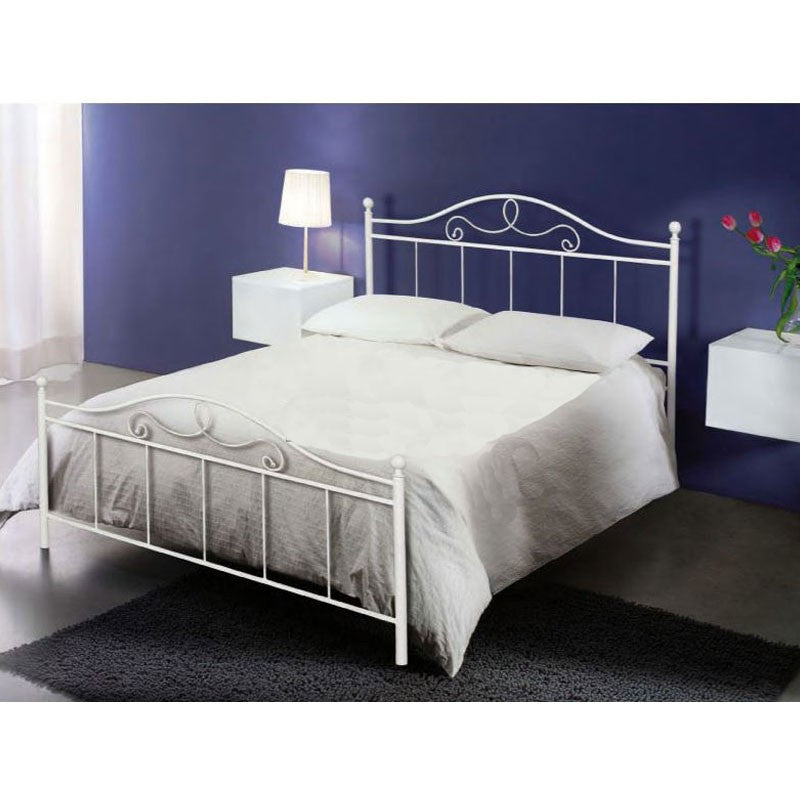 Cama doble de hierro forjado blanco mate 170x200xH.130 cm