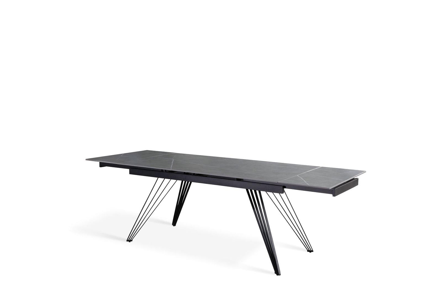 Mesa extensible gris-negro mate 90 cm x 160-240 cm cm Alt. 76 cm