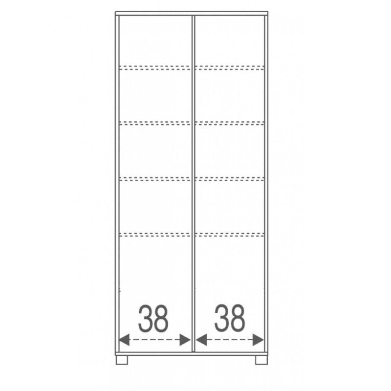 Armario multiusos de dos puertas correderas con estantes Beton Cemento 82x41x h190 cm